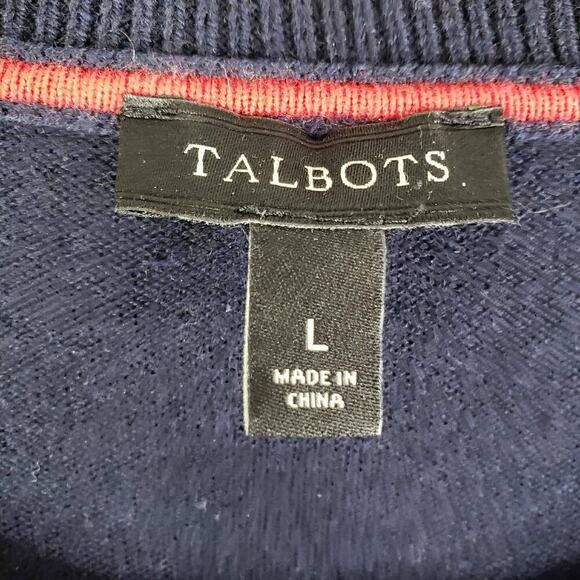 Talbots Sweater Women's Size Large L Navy Blue Fruit Knit Pullover LS - Picture 6 of 9